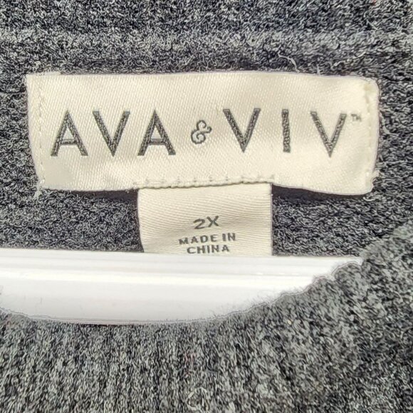 Ava & Viv Size 2X Black & White Striped Turtleneck Sweater Dress - Picture 2 of 7